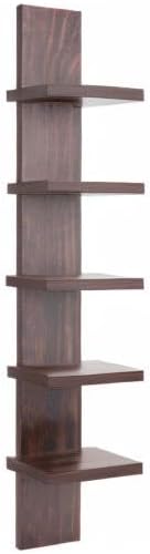 Danya B 5 Tier Wall Shelf Unit Narrow, Dark Brown Walnut Finish - Vertical Column Shelf, Floating Storage, Home Decor Organizer, Tall Tower Design, Utility Shelving, Bedroom, Living Room