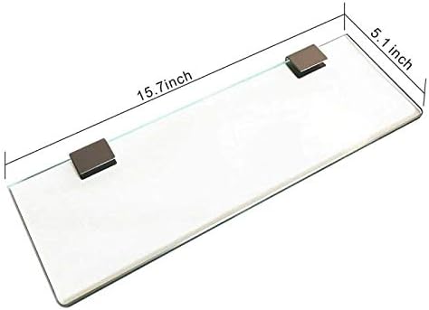 JMBL Wall Mounted Float Tempered Glass Decorative Display Shelf Home Office Decor 15.7 in.L x 5D Bathroom Storage Shelf (15.7 inch)