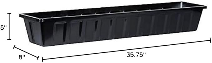 Poly-Pro Plastic Flower Box Planter, Black, 36-Inch