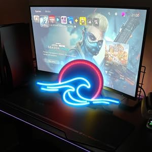 Sunrise Sunset Neon Sign Dimmable Wave Tropical Sunrise Ocean Neon Sign Surf Room Decor for Living Room Bedroom Office Bar Birthday Party Christmas (Ice blue,Red)