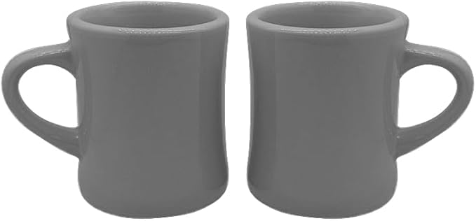 Funny Guy Mugs Classic Retro Diner Coffee Mug - Heavy Duty 10 Oz Stoneware Cup with Easy Grip Handle - Ideal for Hot and Cold Beverages (Grey, 10 Ounce)