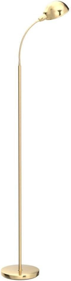Brightech Regent LED Floor Lamp, Free Standing Corner Pole Light with Adjustable Gooseneck, Tall Bright Skinny Lamp for Office Desk, Living Room Sofa or Chair - Brass/Gold