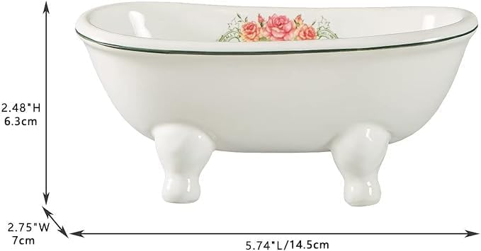 1 Piece 5.7" Aqua Eden Mini Ceramic Clawfoot Double Ended Bathtub Soap Dish Vintage Decortative Soap Dish