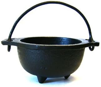 Cast Iron Cauldron w/Handle, Ideal for smudging, Incense Burning, Ritual Purpose, Decoration, Candle Holder, etc. (4" Diameter Handle to Handle, 2.5" Inside Diameter)