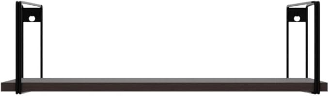 SRIWATANA Wide Floating Shelves, Rustic Wood Wall Shelves Set of 2, Wall Mounted Shelves with Large Capacity for Many Rooms Decor, Dark Walnut