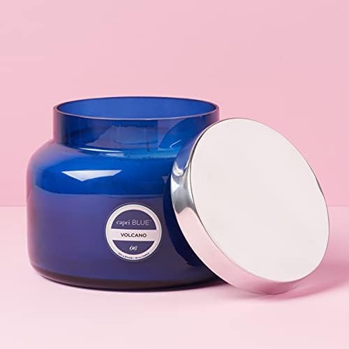 Capri Blue Volcano Scented Candles - Luxury Three Wick Candles for Home Scented with Tropical Fruit & Sugared Citrus - Soy Wax Blend - Jumbo Blue Color (48 oz)