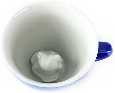 Creature Cups FROG Ceramic Cup (11 Ounce, Cobalt Blue) - Hidden 3D Animal Inside Mug Emerges As You Drink - Holiday, Birthday and Housewarming Drinkware Gift for Coffee & Tea Lovers