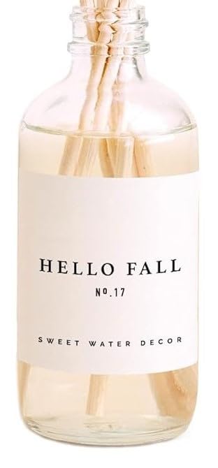 Sweet Water Decor Hello Fall Reed Diffuser Set - Hot Cider, Cinnamon, Cloves, Apple, and Nutmeg Scented Diffuser - Scent Diffusers for Home, Long Lasting Fragrance, Made in the USA