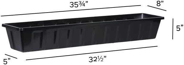 Poly-Pro Plastic Flower Box Planter, Black, 36-Inch