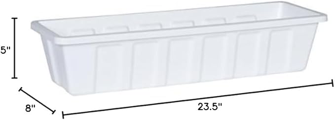 Novelty Poly-Pro Plastic Flower Box Planter, White, 24-Inch