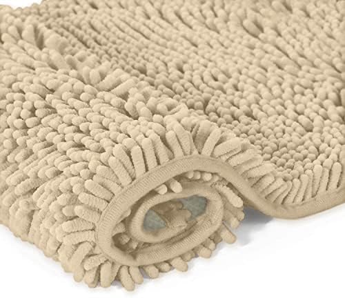 LuxUrux Bathroom Rugs Sets 2 Piece: Quick Dry, Soft Plush Anti-Slip, Super Absorbent. Includes Rectangular (31x20 inches) & U-Shaped Toilet Mat (20x20 inches) | Birch