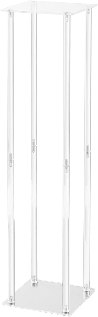 VEVOR 2PCS 31.5inch High Wedding Flower Stand, with Acrylic Laminate,Acrylic Vase Column Geometric Centerpiece Stands, Floral Display Rack for T-Stage Events Reception, Party Decoration Home
