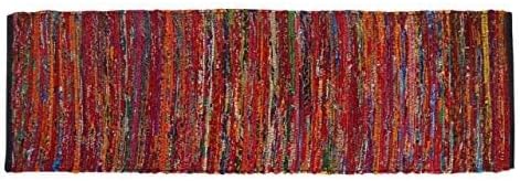 Rug Area Rugs Cotton 2x6 Ft Multicolour Chindi for Livingroom Bedroom Washable RagRug Reversible Farmhouse Kitchen RunnerRug Carpet Area Runner Mat for Hallway, Entryway 24x72 Inch