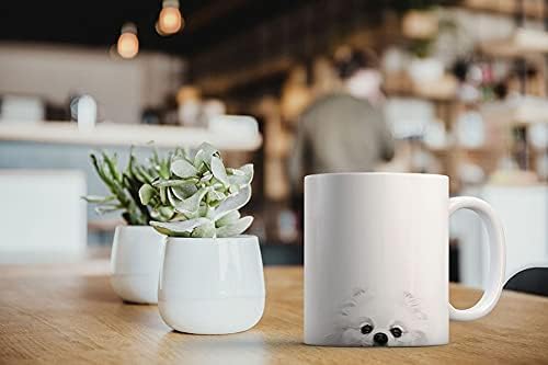 MUGBREW White Teacup Pomeranian Ceramic Coffee Mug Tea Cup, 11 OZ