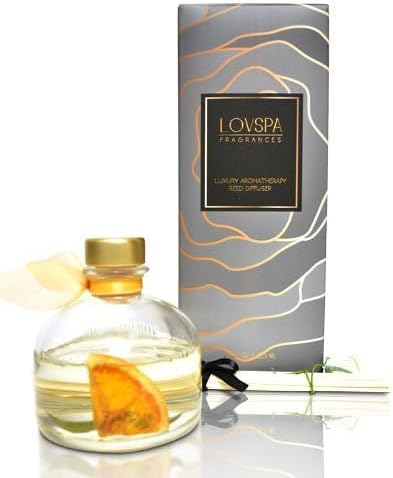 LOVSPA REVITALIZE Mandarin Lime & Basil Reed Diffuser - an Energizing Blend of Mandarin Orange, Bergamot, Lime, Basil, Lilac & Vetiver - Great Kitchen Scent & Nice Home Gift Idea