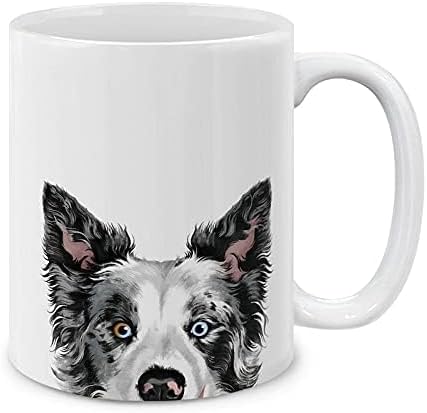 MUGBREW Black Merle Border Collie Dog Ceramic Coffee Mug Tea Cup, 11 OZ