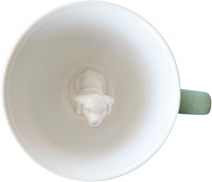 Creature Cups DOG Ceramic Cup (11 Ounce, Aqua Green Exterior) - Hidden 3D Animal Inside Mug - Puppy Doggie Mug - Birthday, Holiday & Housewarming Drinkware Gift for Coffee & Tea Lovers