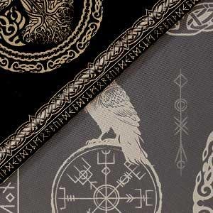 Hajmsug Vikings Tapestry,Black and White Tree Bird of Wisdom Celtic Rune Ancient Rune Totem Norse Mythology Medieval Viking Wall Art,Aesthetic Mythology Tapestry for Bedroom Living Room,80X60 Inch.