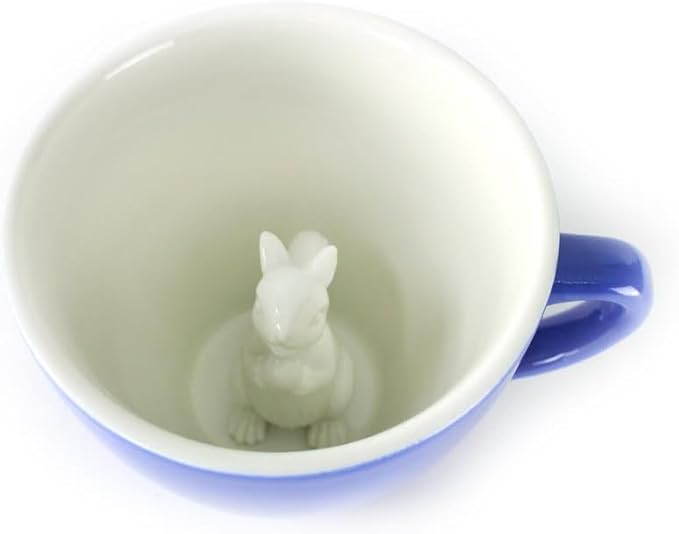 Creature Cups SQUIRREL Ceramic Cup (11 Ounce, Cobalt Blue) - Hidden 3D Woodland Critter Inside Mug Emerges As You Drink - Holiday and Birthday Drinkware Gift for Animal, Coffee & Tea Lovers