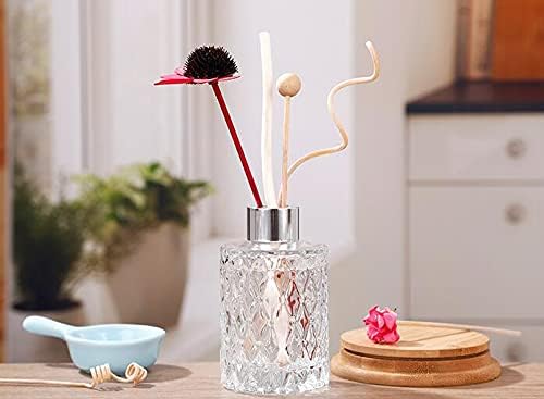 150ML/5oz Clear Glass Diffuser Jars Essential Oil Diffuser Bottle with Silver Cap Home Decoration Fragrance Accessories for DIY Replacement Reed Diffuser Sticks Sets