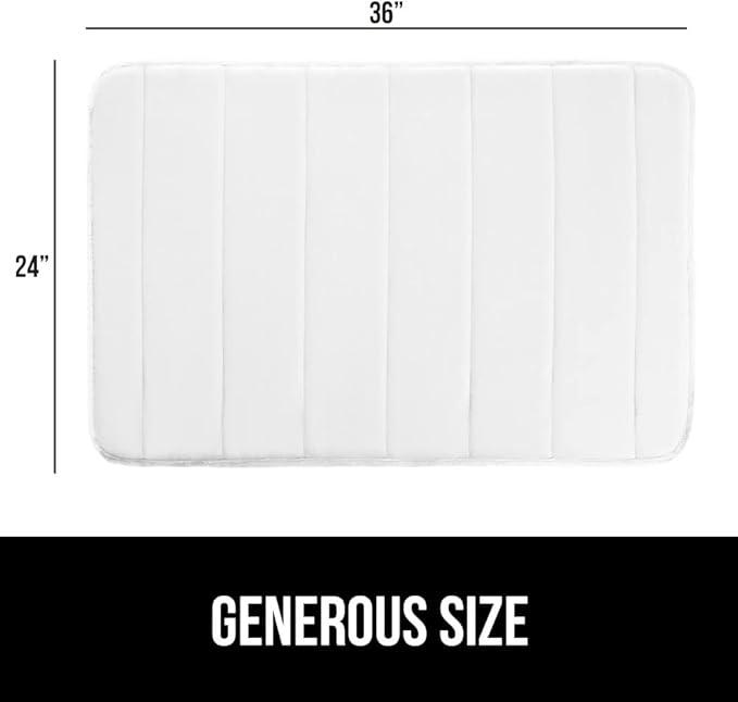 GORILLA GRIP Memory Foam Bath Mat, Soft Absorbent US Designed Bathroom Rug, Gripping Dots Machine Washable Bathmat, Cushioned Floor Mats, Shower Sink Rugs Room Décor Accessories, 36x24 White