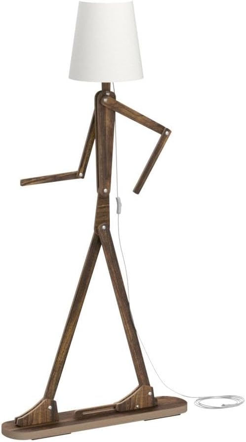 Cool Decorative Tall Floor Lamp Wood Swing Arm Standing Corner Reading Lights for Kids Bedroom Living Room Farmhouse - LED Bulb Included (Teak)