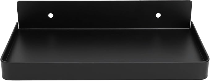 Walfront Stainless Steel Bathroom Phone Rack Holder Wall Mounted Phone Towel Storage Shelf Toilet Bathroom Supplies 185x90mm(Black), Rack