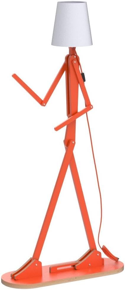 Cool Creative Floor Lamps Wood Tall Decorative Corner Reading Standing Swing Arm Light for Living Room Bedroom Office Farmhouse Kids Gift Idea- with LED Bulb (Oran Orange)