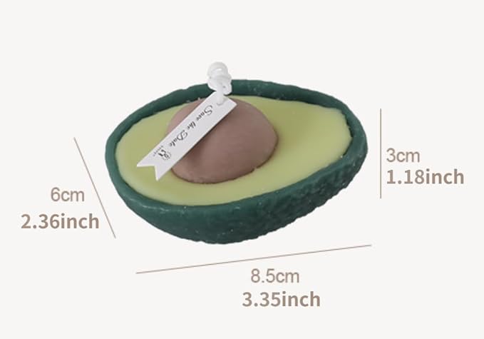 Cute Avocado Shaped Scented Candle Soy Wax Decorative Candle 2.8oz 6 Hours Lasting Candles Aromatherapy Candles (A Avocado,3.3''*2.3''Pillar)
