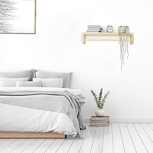 Gneric Wood Wall Mount Nursery Bookshelf, 1 Pack White Floating Book Shelves Photos CDs Shelf for Kid's Room, Floating Wooden Spice Wall Mounted Rack for Kitchen