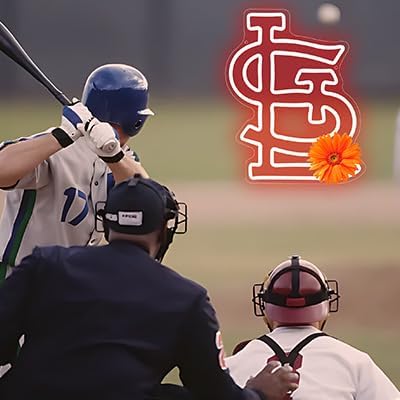Baseball Neon Sign for Wall Decor Cardinals Baseball Neon Light Baseball Sports LED Neon Signs for Man Cave,Club,Bar Pub,Party,Birthday Christmas Gifts for Man,Boys,Fans,Size 13.8 * 11.1inch(XD241)