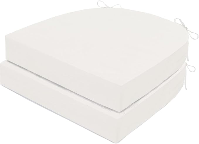 Outdoor Chair Cushions Set of 2, Waterproof Memory Foam Patio Seat Cushions with Ties for Garden Sofa & Dining Furniture, 3-Year Color Fastness, 16x17x2 Inch, Beige