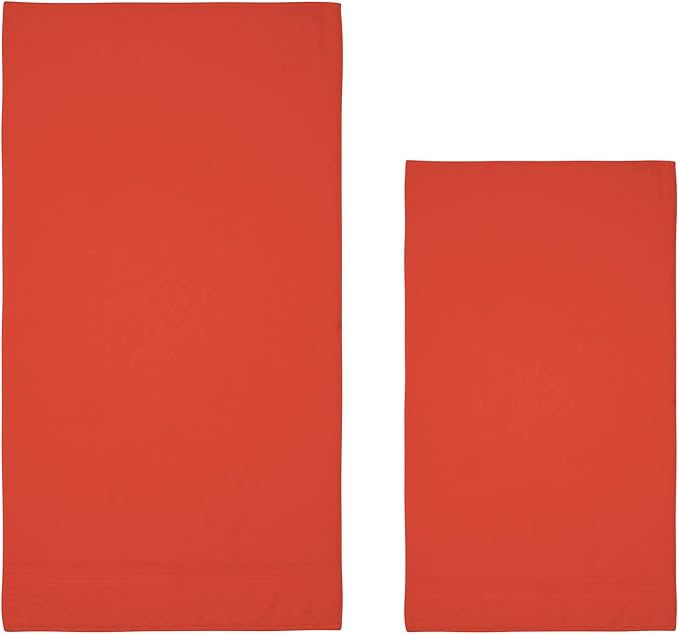 HOMELOVER 4 Piece Luxury Bath Towel Set - 100% Organic Cotton, 500 GSM, Hotel Quality, Highly Absorbent, Soft & Quick Drying Bathroom Towels for Showering, Washing & Guests (Coral Orange)