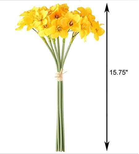 Tinsow Artificial Daffodil Flowers 15.8 Inches Narcissus Spring Flower Fake Silk Flower Arrangement for Home Wedding Decor (Yellow, 12)