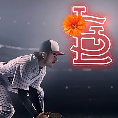 Baseball Neon Sign for Wall Decor Cardinals Baseball Neon Light Baseball Sports LED Neon Signs for Man Cave,Club,Bar Pub,Party,Birthday Christmas Gifts for Man,Boys,Fans,Size 13.8 * 11.1inch(XD241)