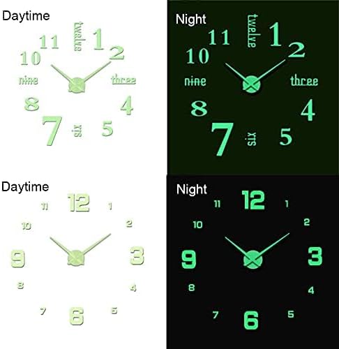 FASHION in THE CITY Luminous 3D DIY Mirror Surface Wall Clocks Modern Design Living Room Decorative Clocks (Luminous)