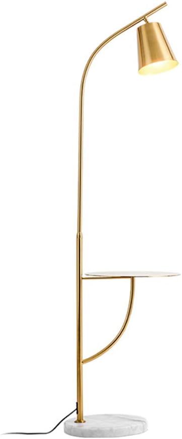 Hsyile Lighting KU300214 Creative Bedroom & Living Room Floor Lamp with a Table,Office and Reading Light - E26 Base - Brushed Antique Brass Finish