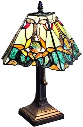 Tiffany Style Mini Accent Lamp 15" Tall Stained Glass Blue Green Vintage Antique Light Décor Living Room Bedroom Handmade Gift AM253TL08B Amora Lighting