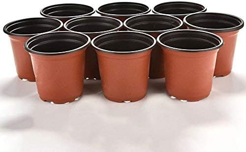 KINGLAKE 100 Pcs 4" Plastic Plants Nursery Pot/Pots Seedlings Flower Plant Container Seed Starting Pots,4 Inch,Red