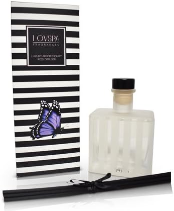 LOVSPA White Tea Reed Diffuser – Scented Sticks Set - Soothing White Tea Scent Infused with Notes of Woody Cedar and Vanilla - Air Freshener for Large Rooms - Made in The USA