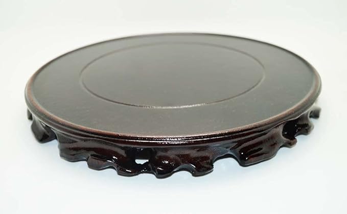 Rosewood Stand Oriental Style, Vase Stand, Fish Bowl Stand, Multiple-purpose Display Stand (Diameter 9” – Height 1” (Dia 22cmx2.5cm), Black)