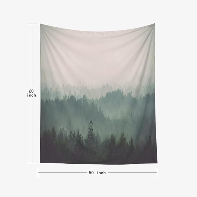 EMMTEEY Foggy Forest Tapestry Nature Tapestry View of Misty Forest Wall Art Tapestry 50X60 Wall Tapestry for Living Room Bedroom