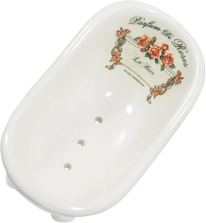 1 Piece 5.6" Ceramic Mini Clawfoot Slipper Bathtub Soap Dish Vintage Decortative Soap Dish