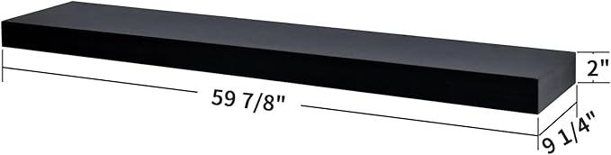 WELLAND 60 inch Black Mission Floating Shelves for Wall, Bathroom Wall Mount Shelves, Wood Modern Display Shelves, Book Shelves,for Bedroom,Living Room and Kitchen