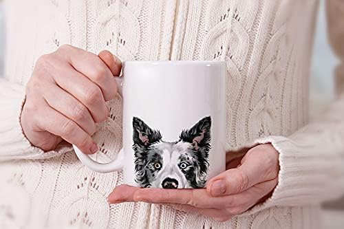 MUGBREW Black Merle Border Collie Dog Ceramic Coffee Mug Tea Cup, 11 OZ