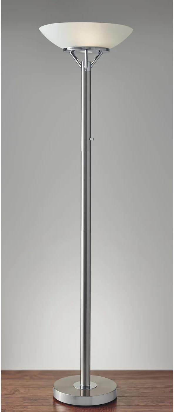 Adesso Floor Lamp with Brushed Steel and Chrome Finish - Perfect Lighting for Bedroom, Living Room and Corner Décor