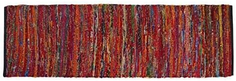 Rug Area Rugs Cotton 2x6 Ft Multicolour Chindi for Livingroom Bedroom Washable RagRug Reversible Farmhouse Kitchen RunnerRug Carpet Area Runner Mat for Hallway, Entryway 24x72 Inch