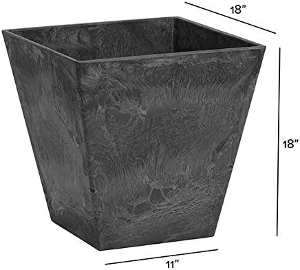 Novelty 35188 Square Ella Planter, Black, 18-Inch