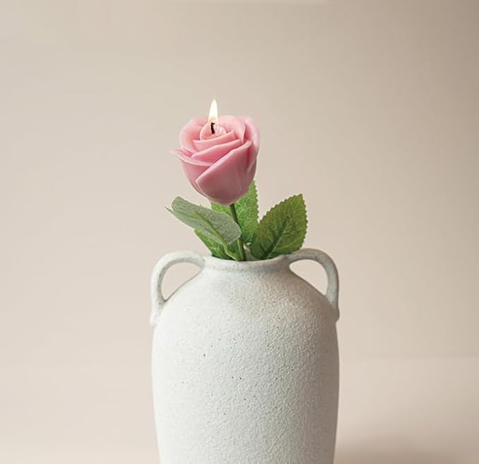 Rose Flower Shape Aesthetic Scented Candle,50G Handmade Carved Flower Clusters Soy Wax Aroma Decorative Art Candle for Table Photo Prop Valentine's Day Wedding Birthday (Pink)