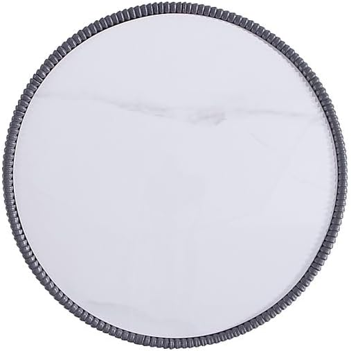 Manhattan Comfort Anderson Modern 18" Round End Table 2.0 | Ceramic Marble Tabletop, Elegant Pleated Leatherette Design & Gold Stainless Steel Base, Fully Assembled Accent Furniture, Set of 2, Grey